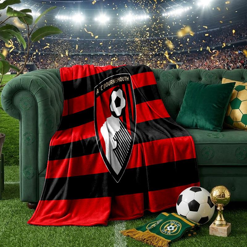 Afc Bournemouth Crest Throws Blanket Flannel Blankets Plush for Couch Bed Gifts for Men Women Travel picnic blanket Christmas fan gifts