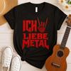 Ich Liebe Metal Skeleton Rock Hand T Shirt Heavy Music Fan Black Vintage Metalhead Concert Vintage