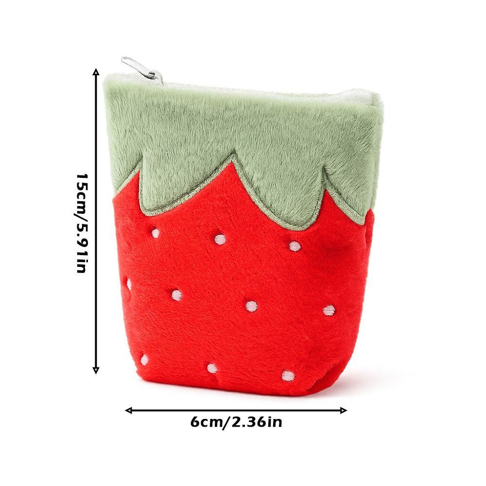 Multi-functional Pencil Case Strawberry Shape Standing Pen Bag Large Capacity Stationery Storage Bag Students