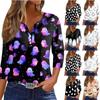 Mujer Camiseta Camiseta Estampado Botón Manga 3/4 Diario Fin de semana Moda Básico Escote en V Regular Top