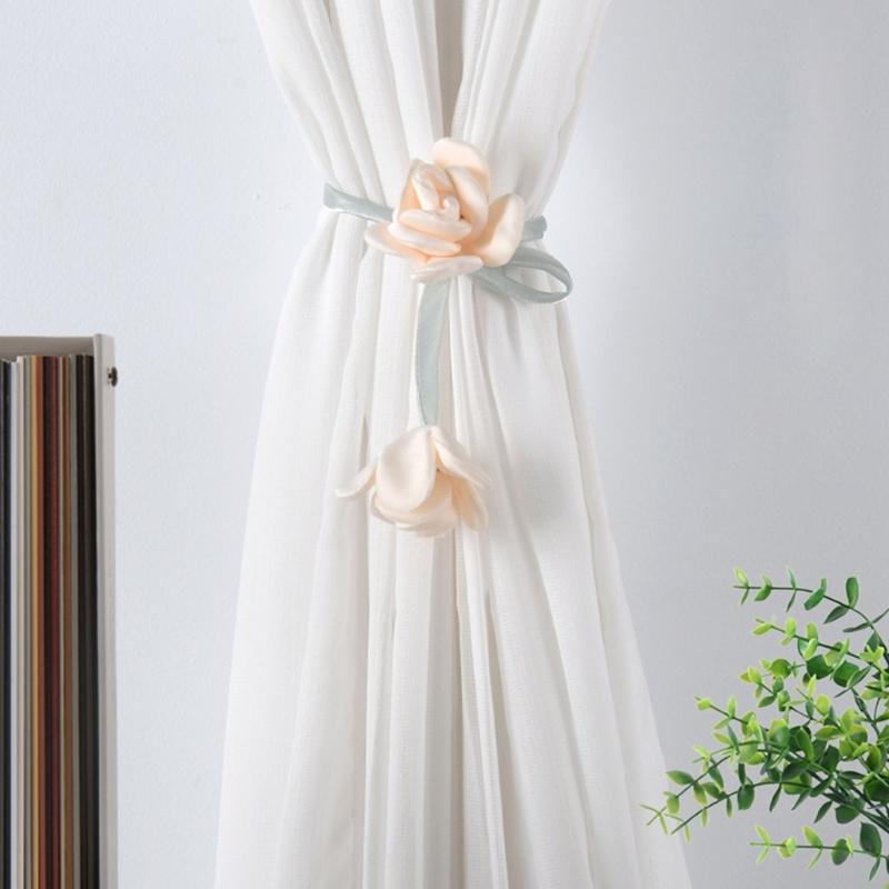 Flower Shape Curtain Holdbacks Polyester Fabric Multiple Color Option Simple Setup Window Decoration