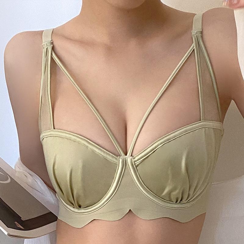 Stor Storlek Sommar-BH Damers Tunn Underkläder Bröstinsamling Anti Hängande Sommar Tunn Mjuk Stålring-BH