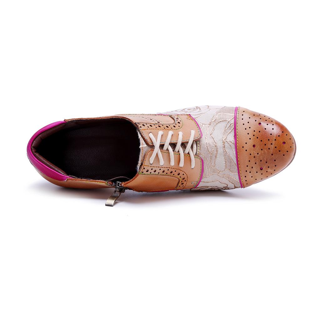 Johnature Модные туфли на высоком каблуке со шнуровкой роза — фото 11