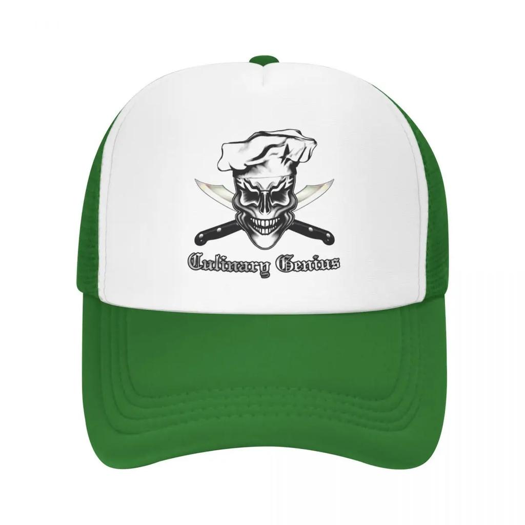Personalized Culinary Genius Skull Chef Trucker Hat for Unisex Women Adjustable Unisex Cooking Pirate Baseball Cap Outdoor Dad Hat