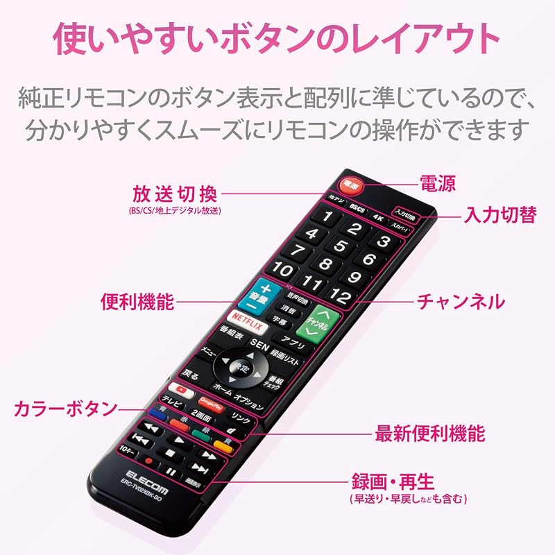 ELECOM TV Remote Control for SONY BRAVIA TVs [Easy-to-use remote control, no setup required] Black ERC-TV02XBK-SO