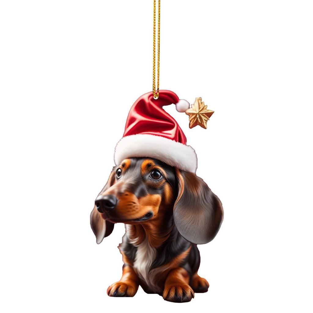 Cute Car Dachshund Hanging Decor For Vibrant Christmas Tree And Home Decoration