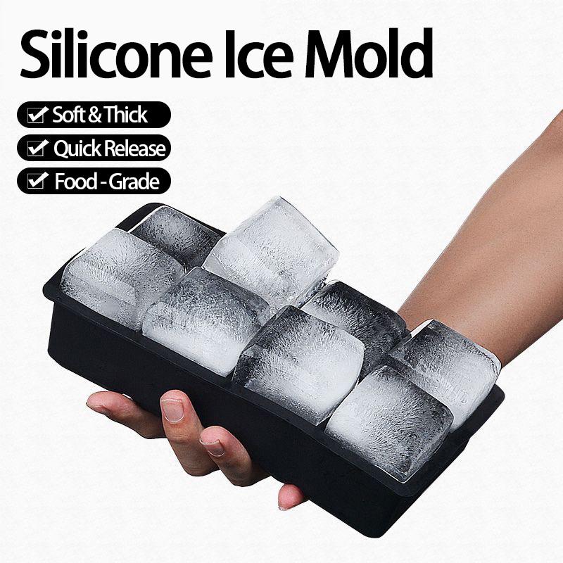 Silikon-Eisformen Mehrfach wiederverwendbare Eiswürfel-Formen Gitter Große Eiswürfelform Silikon-Kühler