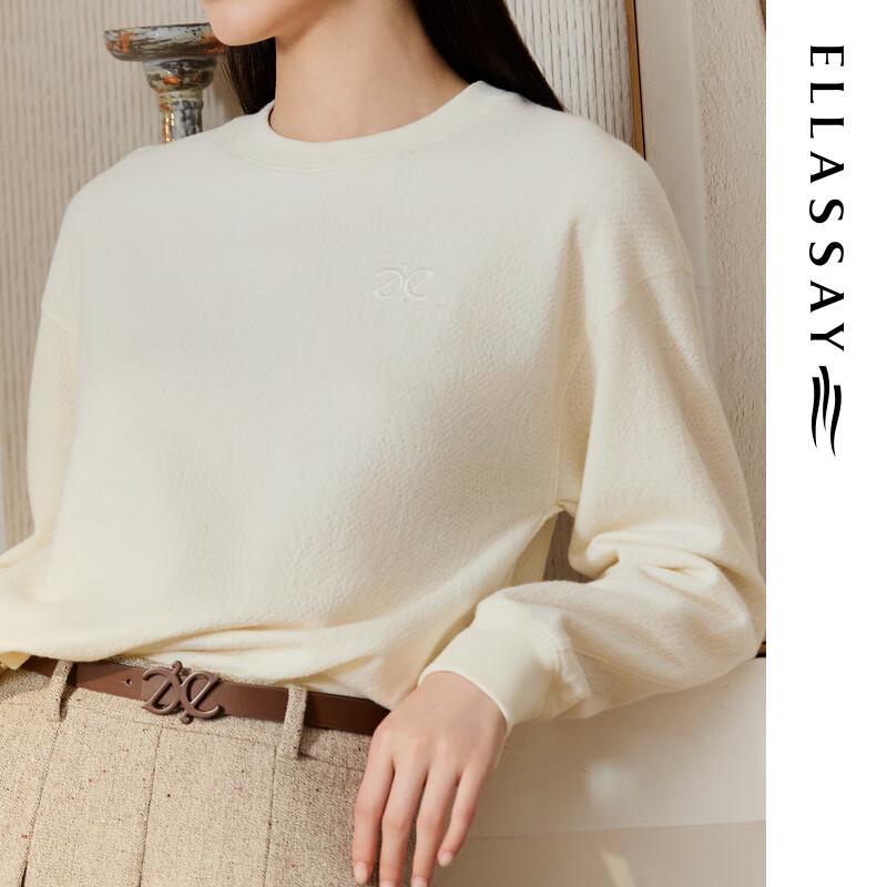 ELLASSAY Women's Merino Wool Blend Airy Round Neck Knit Sweater