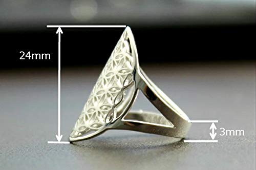 [World Accessories Carmelo] Flower of Life, Divine Geometry, Flower of Life, Sterling Silver 925 Ring (11)