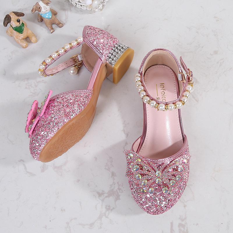 

Spring and Autumn Korean Style Girls Casual Dance Shoes Single Shoes Sandals Performance Princess Shoes Small Medium Large Children Closed-Toe Shoes 38 розовый