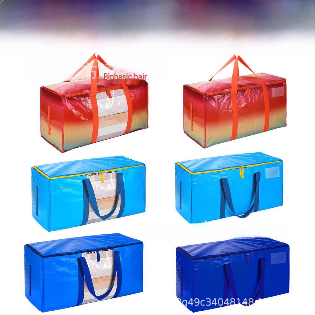 Blue PE Woven Snakeskin-Pattern Moving Bag: Thick, Coated, and Durable Backpack for Luggage.