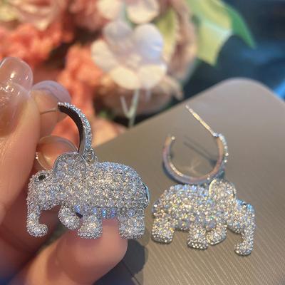Orecchini in argento 925 con ago in argento carino C Anello Personalità Cartoon Elefante Bambino Orecchini a bottone Gioielli colorati