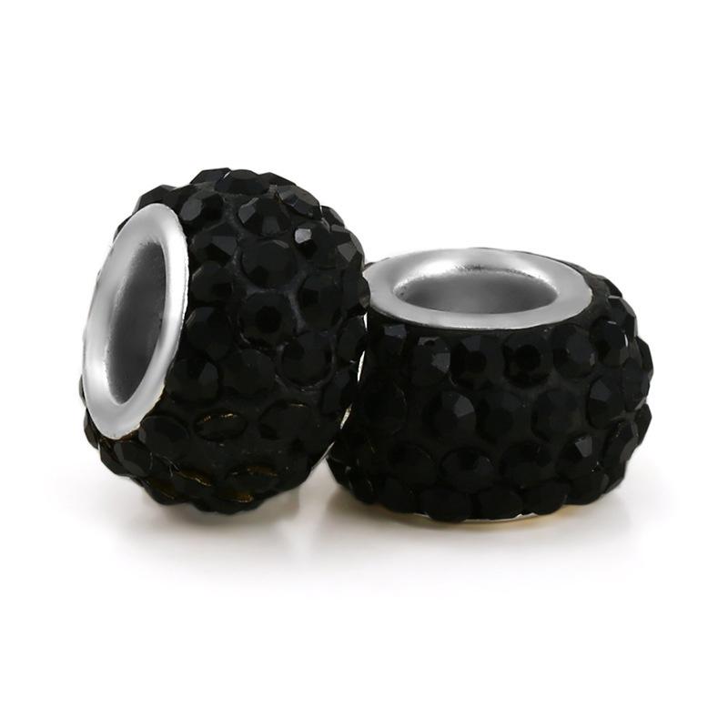 Silver Plated Macroporous Resin Glass Beads for Charms Bracelet Necklace Keychain Women Girls Jewelry Gifts