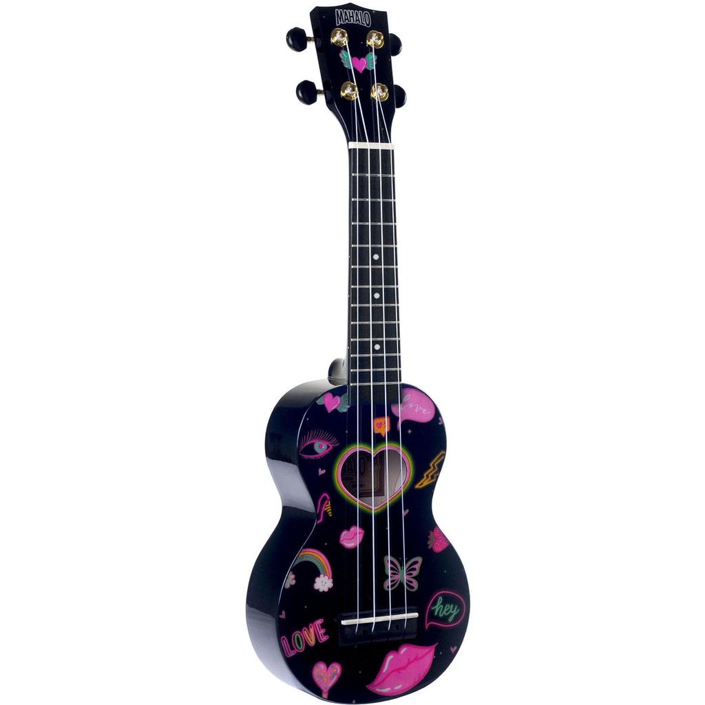 MAHALO Soprano UKULELE Art Series Heart MA1 HE Black