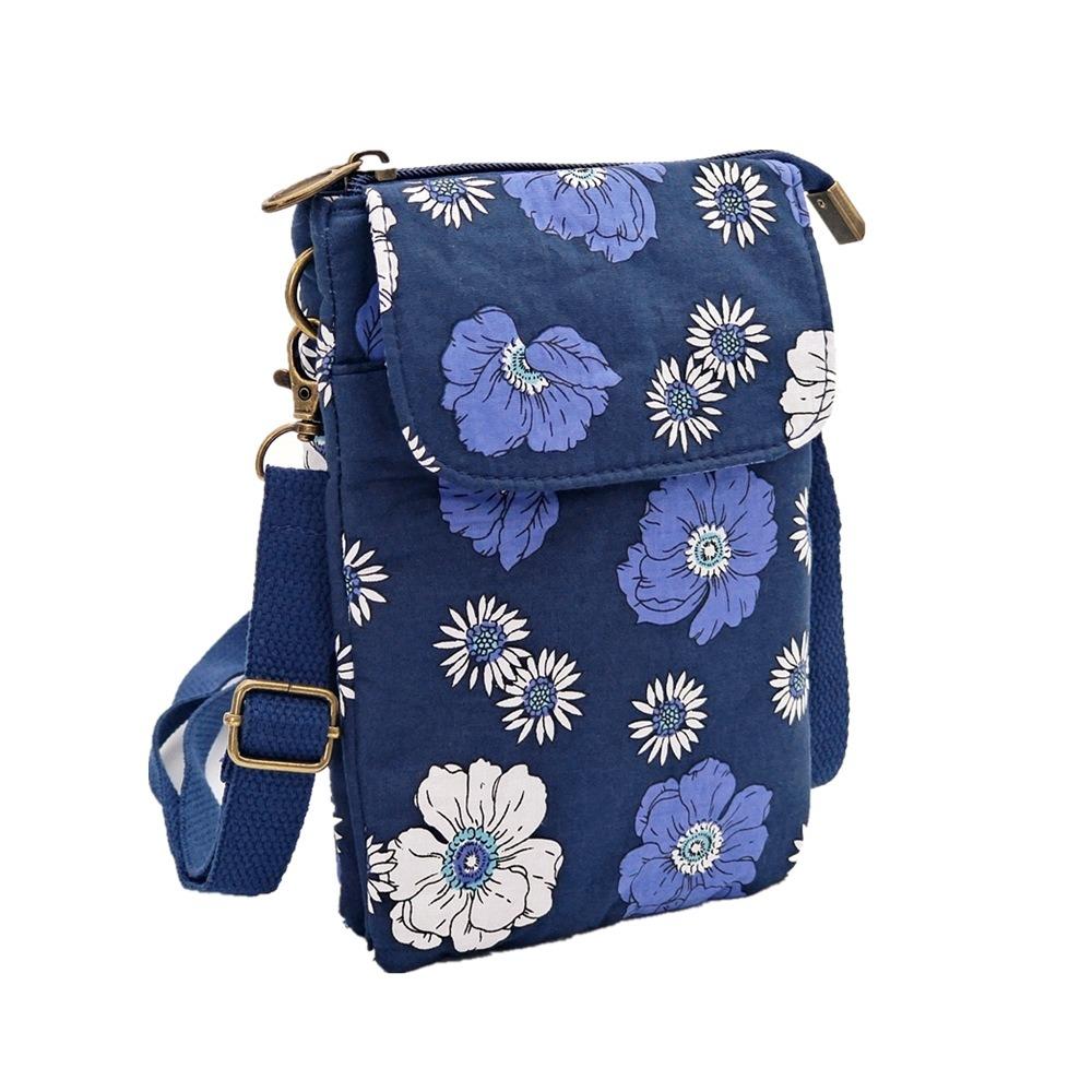 New Adjustable Strap Crossbody Bag Print Five-layer Phone Purse Fresh Pastoral Handbags Women