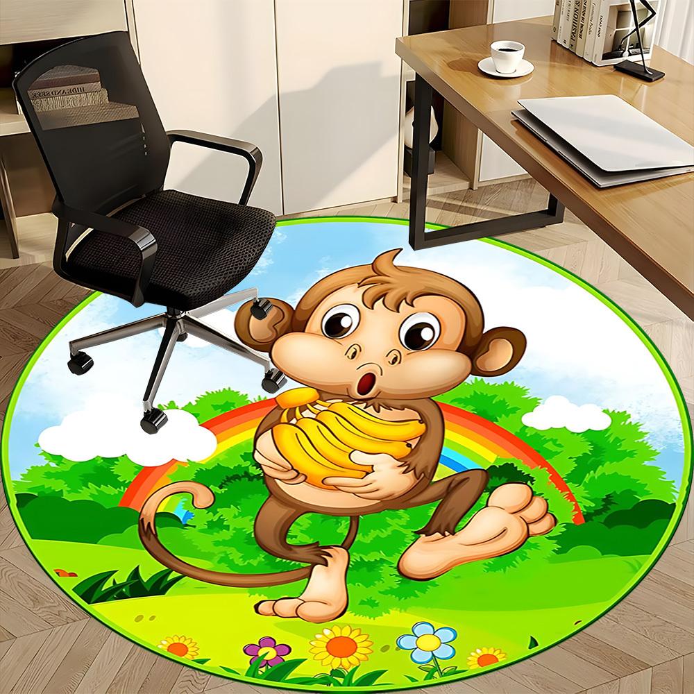 1pc Monkey BananasChair Carpet for Office, Indoor Non-Slip Washable Polyester Fiber Carpet, Mat For Office, Machine Washable