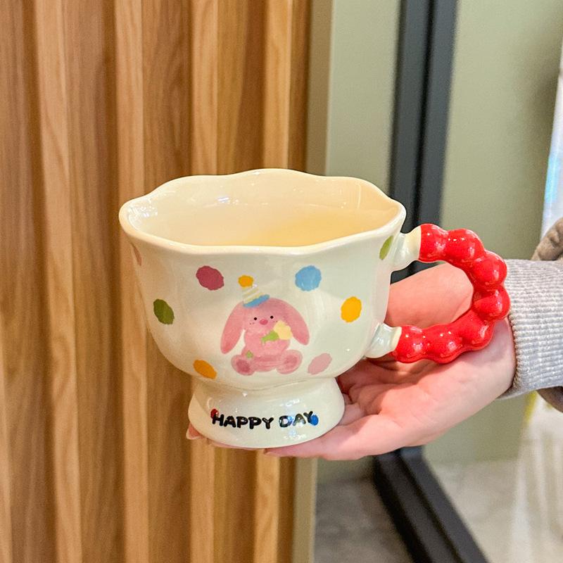 

Birthday gift for girls, milk fufu, special beautiful cup, ceramic mug, couple girlfriend souvenir 301-400ml