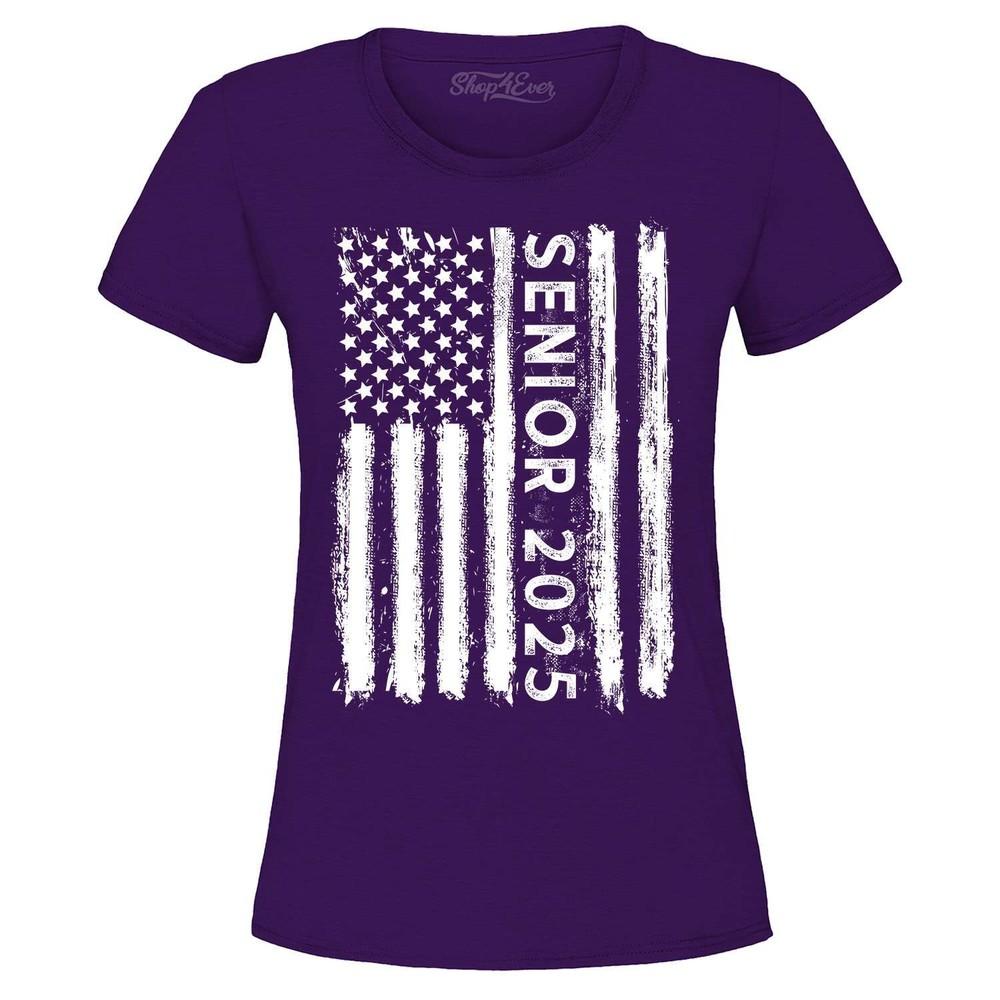 

Senior 2025 American Flag Women s T-Shirt Graduation Shirt M
