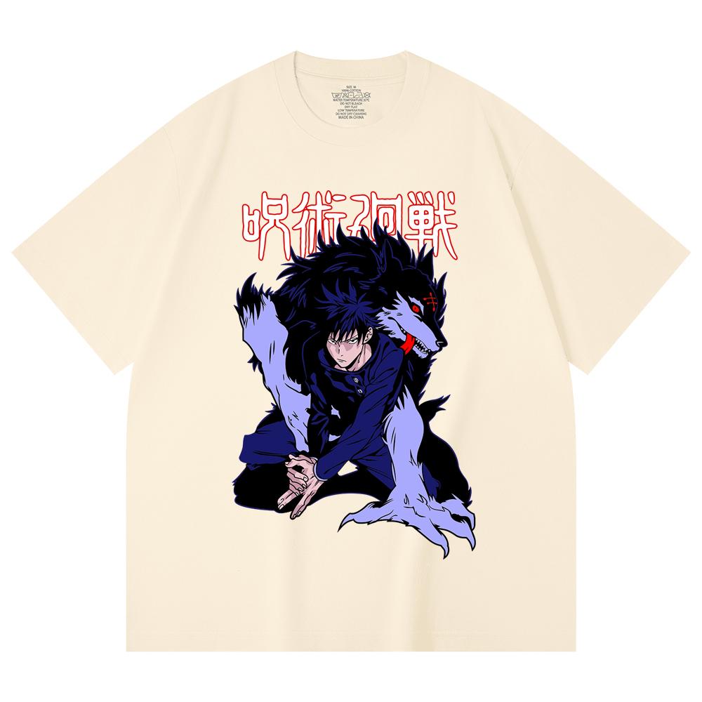 

230 Gsm 100% Cotton Jujutsu Kaisen V32 Megumi Print Unisex Heavy Cotton T Shirt XS абрикосовый