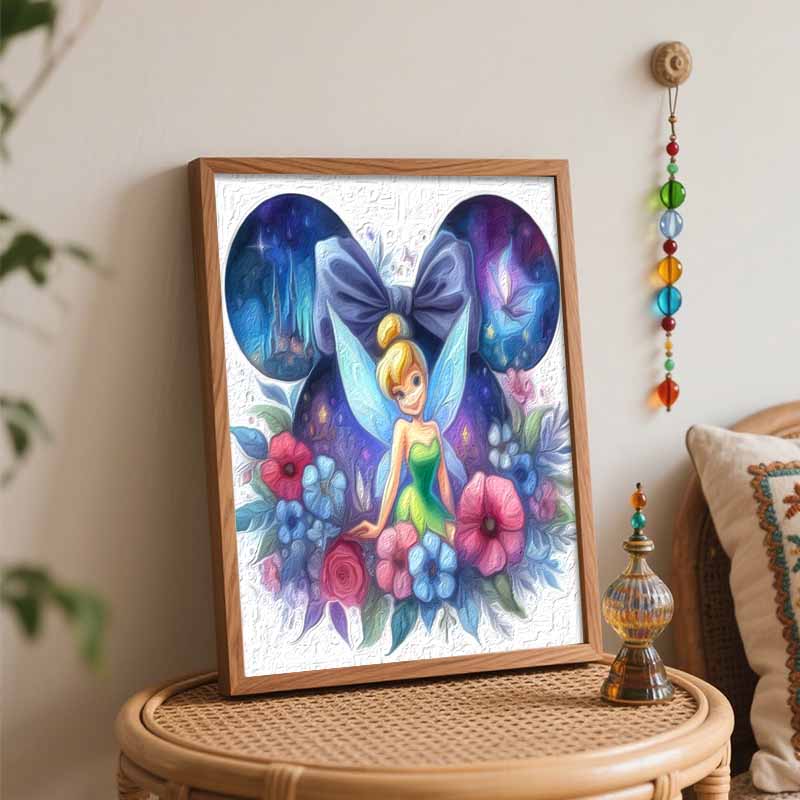 Disney DIY Oil Painting Kits Tinkerbell Floral Hand Painting Home Decor Craft Gift Ideas For Bedroom Wall Art Decor Canvas Paintings