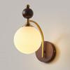 Innen Globus Glas Wandleuchte Schirm Retro Holz Wandleuchte Modern Minimalistisch Nachttisch Wandlampe Mid Century Nordische Wandmontierte Laterne für Wohnzimmer