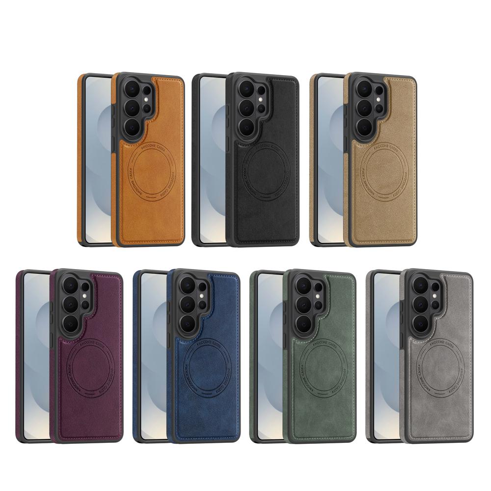 KEYSION Retro PU Leather Case for MagSafe for Samsung Galaxy S25 S26 Ultra 5G S26+ S25 FE Magnetic Shockproof Phone Cover