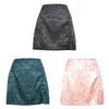 Elegant Floral Pattern Satin A Line Short Skirt With Zipper For Summer Women
