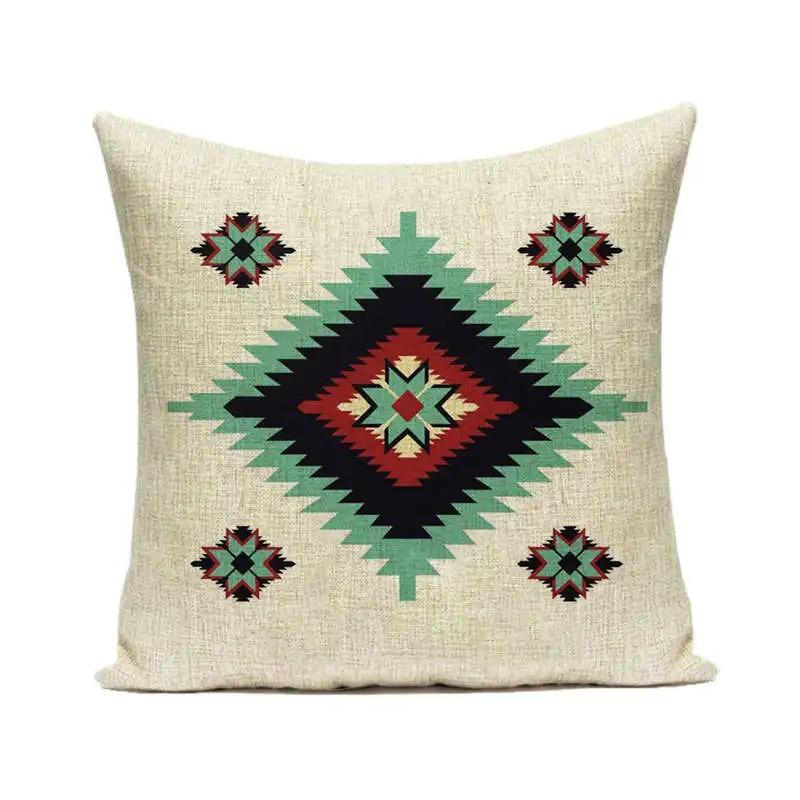 Boho Geometric Cushion Cover Aztec Tribal Pattern Cotton Throw Pillowcase For Living Room Sofa Couch Home Decor 40X40Cm 1 Pc
