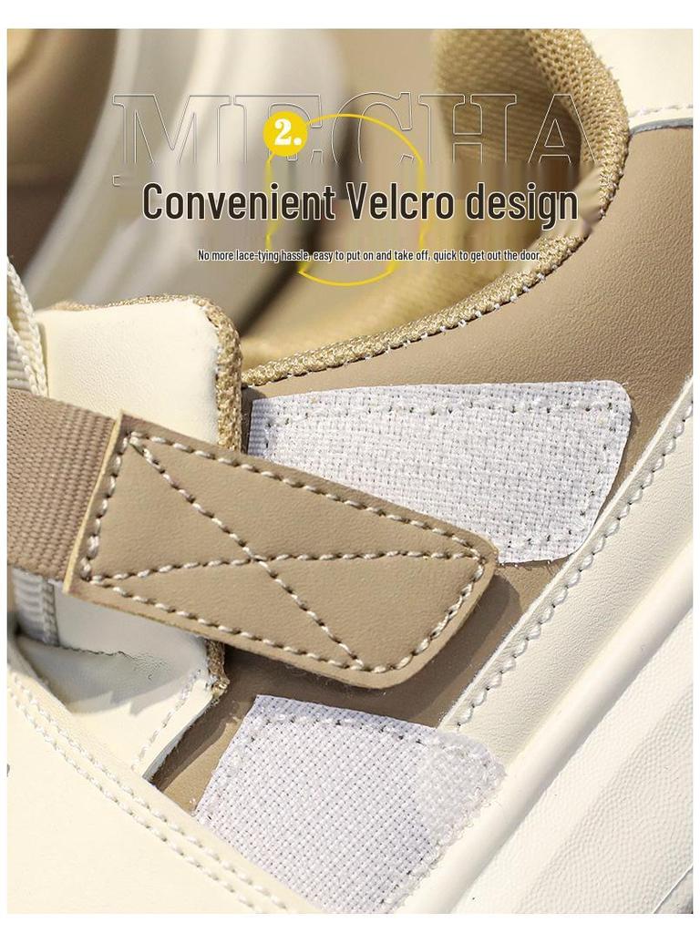 2025 Men's & Kids' Trendy Sports Shoes: Breathable Velcro White Shoes for Autumn