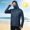 Men's Casual Outdoor Hooded Long Sleeve Sun Protection Shirt Lightweight Breathable Striped Printed Pullover Top for Sports Hiking Fishing