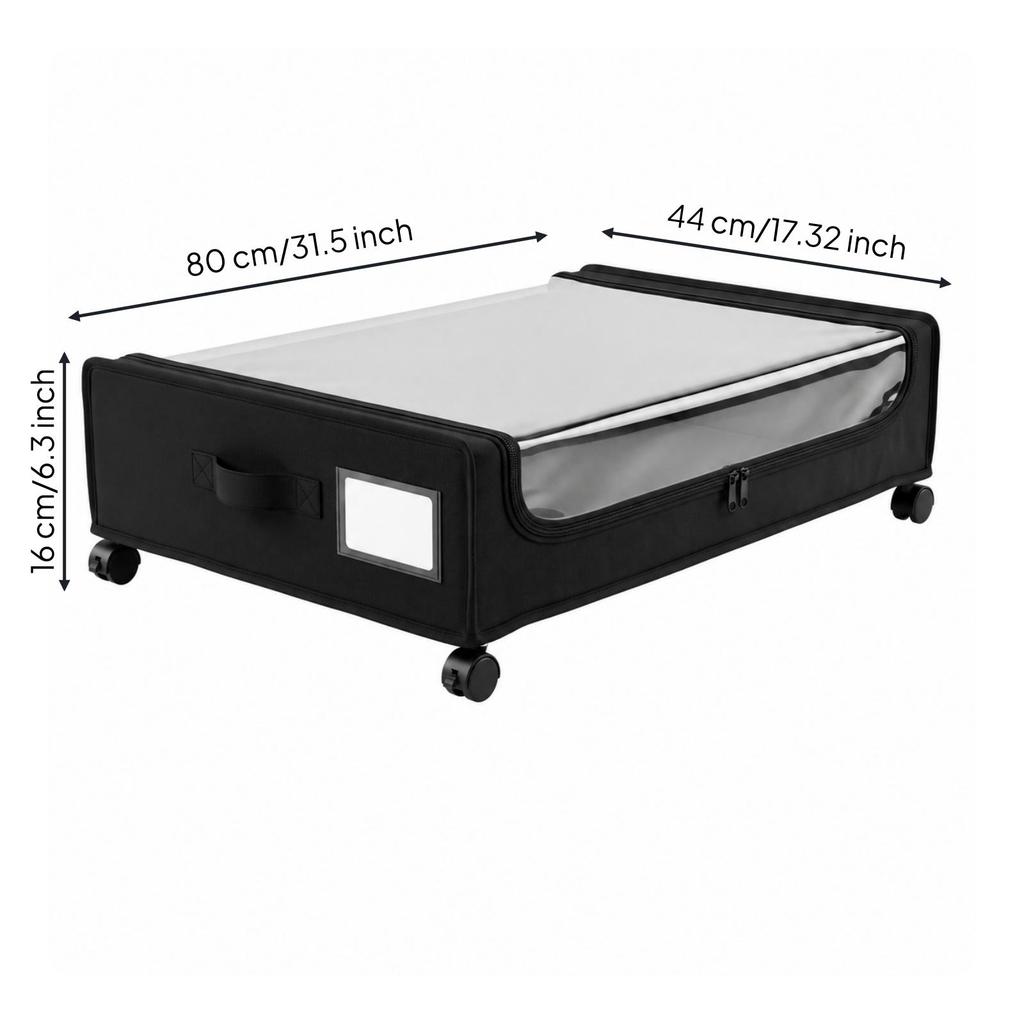 Under Bed Storage Box Dust-Proof Wheeled Under-Bed Clear Window