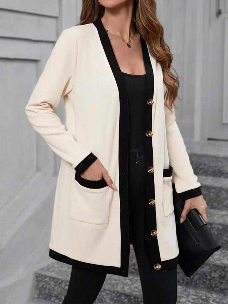 2025 Women's Fashion Color Block Patchwork Single-Breasted Top