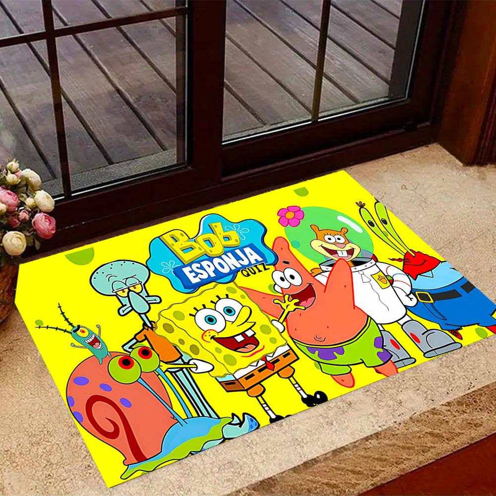 Spongebob Squarepants Adventure Themed Anti-Slip Rugs - Polyester Home Decor, Suitable for Bedrooms, Living Rooms, Doorways, Studios, and Decorations