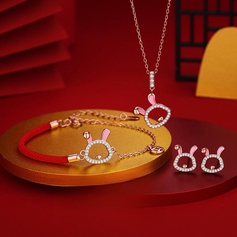Original Rabbit Pendant Female Guochao Lamp Luxury Clavicle Chain New Year'S Rabbit Necklace For Girlfriend Premium