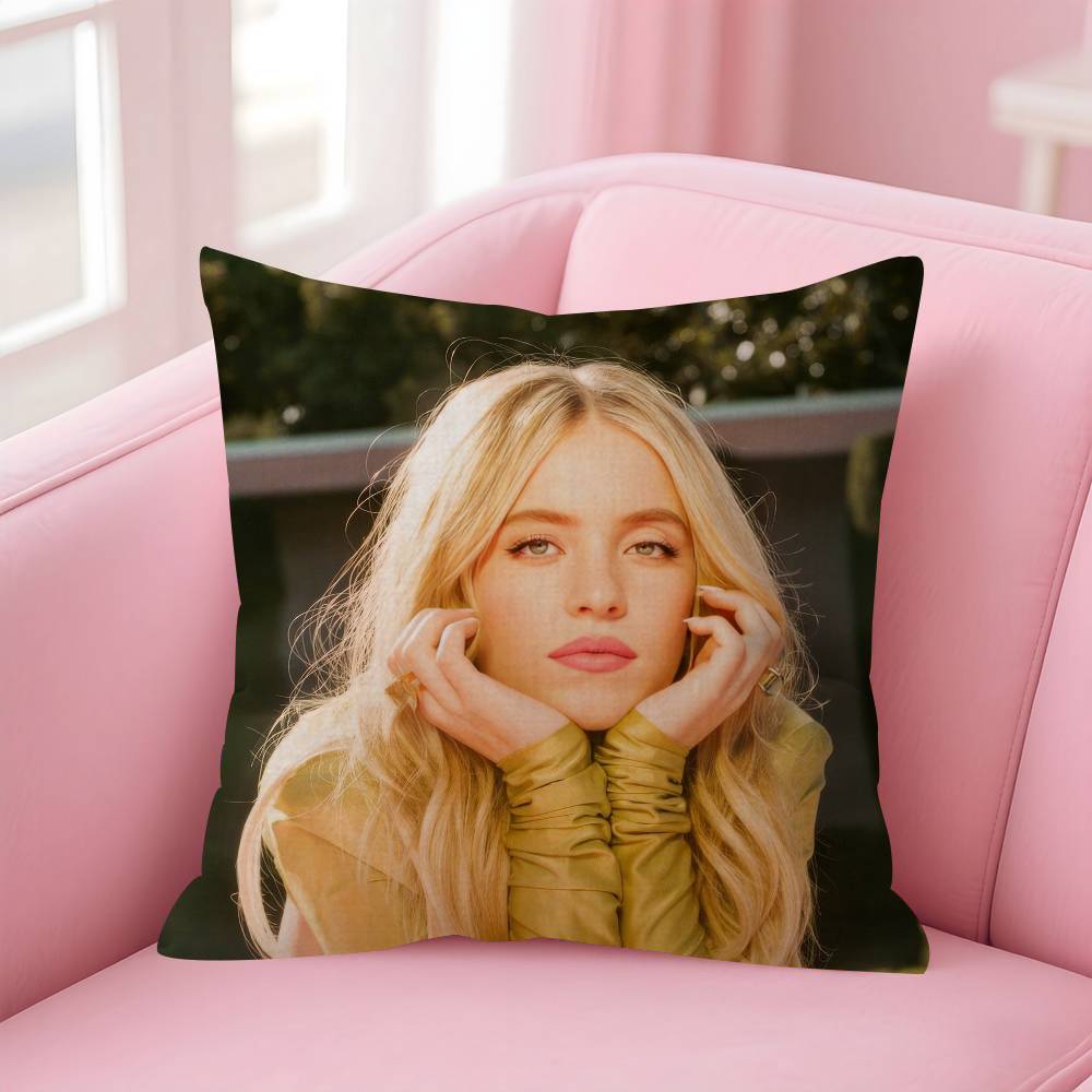 Actor Sydney Sweeney Cushion Cover Car Throw Pillow Case For Sofa Car Christmas Gift