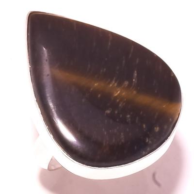 Anello con Pietra Preziosa Occhio di Tigre Fatto a Mano Design Unico Gioiello da Donna 8.50" A8D74
