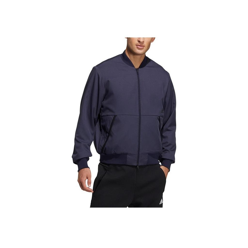 Adidas Fleece-Lined Warm-Up Jacket With Logo Print Men Outerwear Legend-Ink-Blue GP0977
