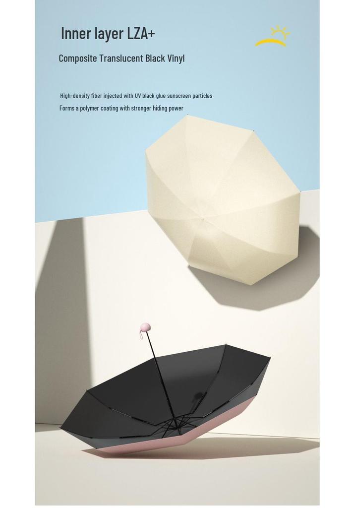 Ultra-Light Black Capsule Umbrella: Sun and Rain Protection