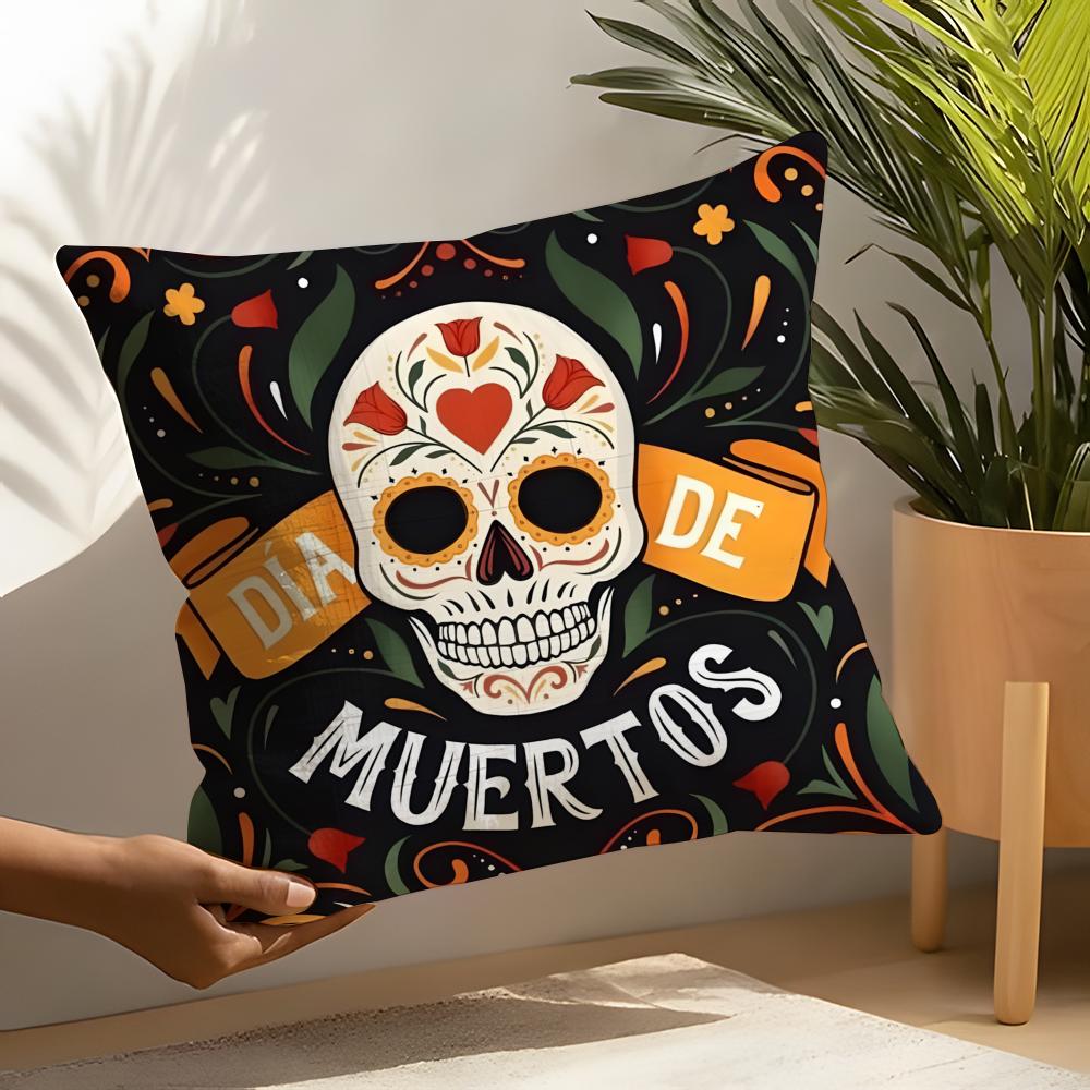 Festival DDia de Muertos Pillow Case Linen Cushion Covers For Decorative Sofa Home Pillows Case Car Chair Pillows Cases
