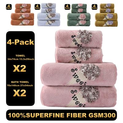 Leichtes, luxuriöses Korallensamt-Handtuch, Badetuch, 4er-Set, Badetuch für Zuhause, weich, saugfähig, warm und bequem, für den täglichen Bedarf zu Hause, gewebte Handtücher
