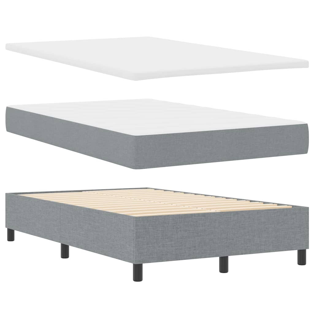 Box Spring Bed with Headboard Light Grey 120 x 200 cm Fabric