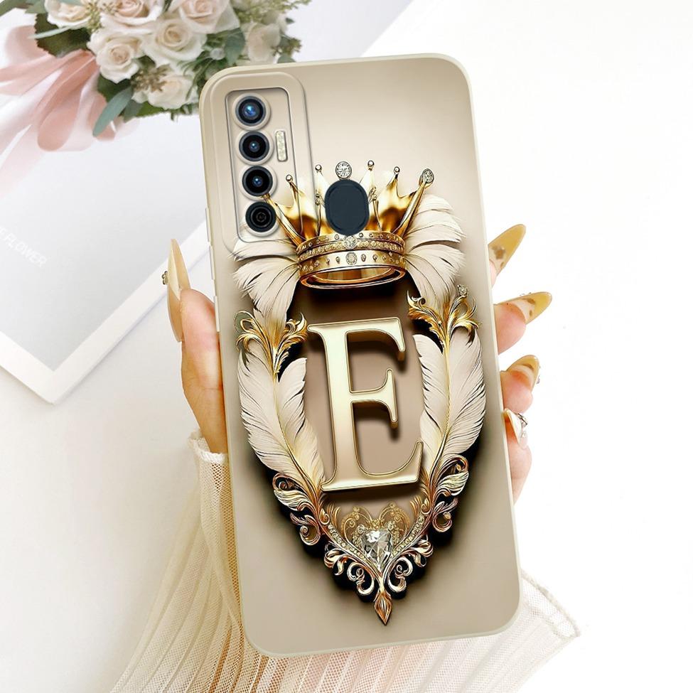 For Tecno Camon 17 CG6 CG6j Case For Techno Camon 17 Cover Luxury A-Z Letters 2D Painted Silicone Casing