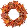 Harvest Wreath With Pumpkins Berries Vine Circle Halloween Thanksgiving Door Decor