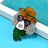 Blucome Fashion Handicraft Acrylic Hat Dog Brooch for Women Men Suit Coat Hijab Pins Christmas Gift