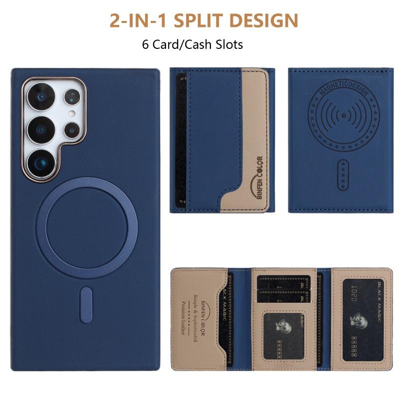 Custodia a Portafoglio Magnetica 2in1 Staccabile per Telefono con Porta Carte per Samsung Galaxy S25 Ultra S24 FE S23 Plus S22 S21 A56 A36 Copertura Flip in Pelle