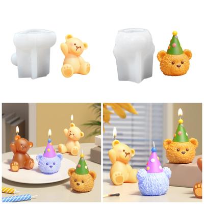 Geburtstagsbär Kerzenformen Gießformen Silikonform Ornament Kerzenherstellungsformen DIY Epoxidharzformen Backformen