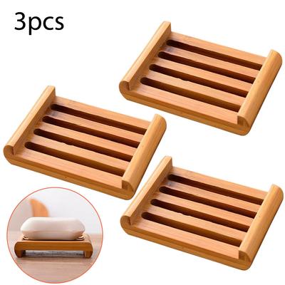 Natural Bamboo Soap Holder Dish Bathroom Shower Plate Stand Storage Wood Tray LD