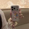High-End Light Pink Floral Cat Hand Strap for iPhone 17/16 Pro Max/15/14 Case