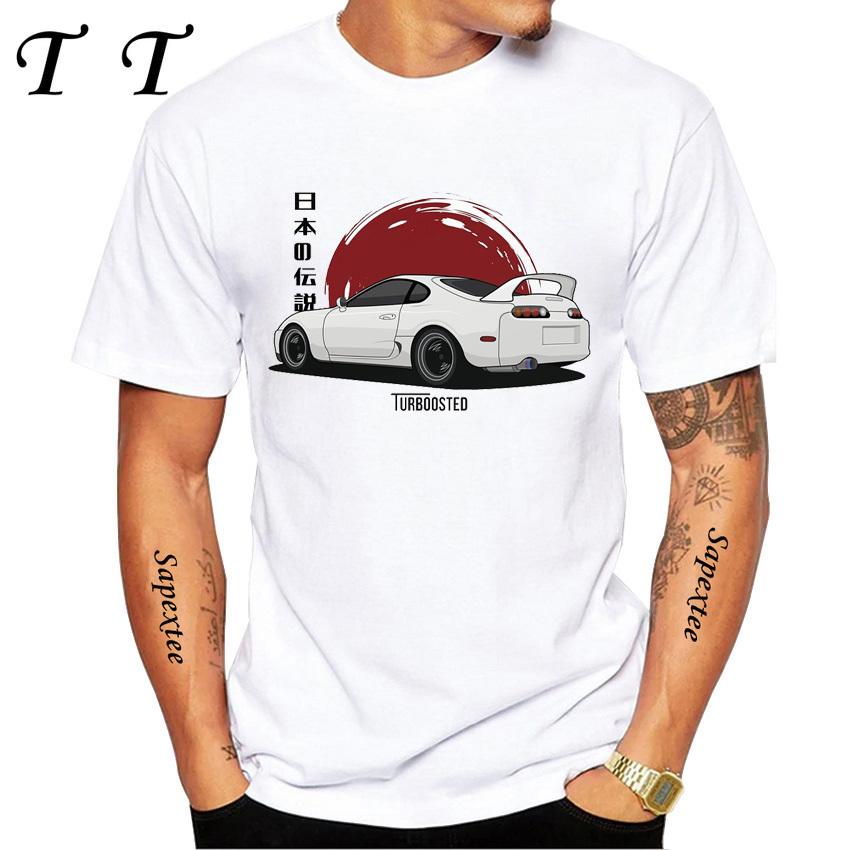 Nové letní pánské tričko s krátkým rukávem MK4 Manga Harajuku Japonsko Potisk auta Bílé Ležérní Chlapecké Trička Hipster Cool Pánské Topy