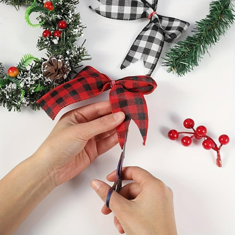 Versatile Christmas Red And Black Check Ribbon 5 Yards For Diy Holiday Decor